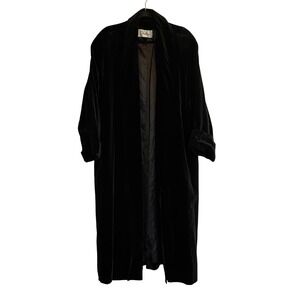 Vintage Coats by Cattiva Black Velvet Opera Coat Shawl Collar Duster Made in USA